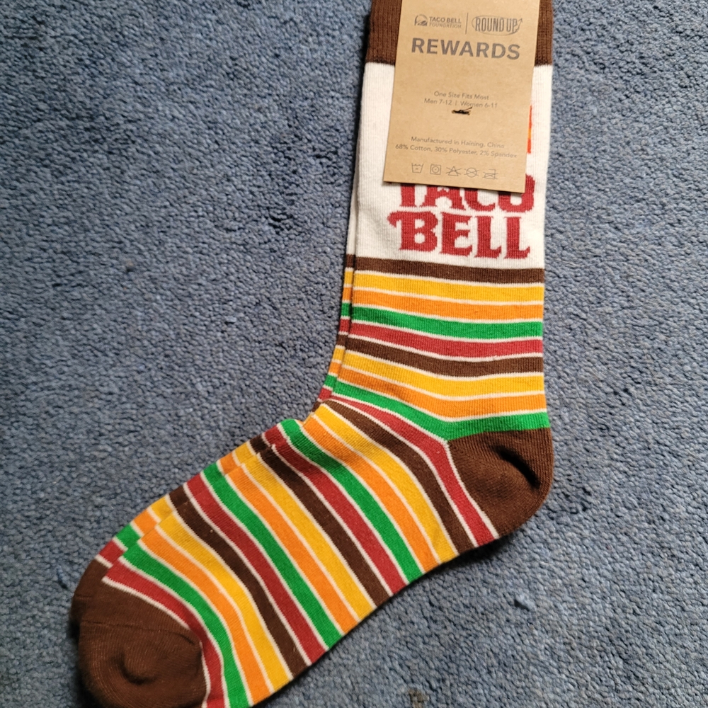Taco Bell Striped Casual Socks - Brown, Yellow, Green